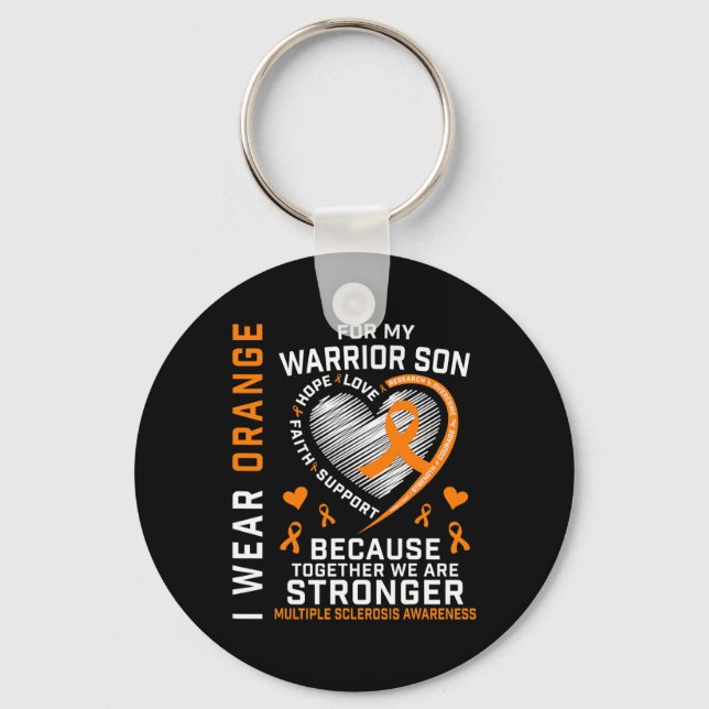 Ich trage Orange für meinen Sohn Multiple Sklerose Schlüsselanhänger (Vorderseite)