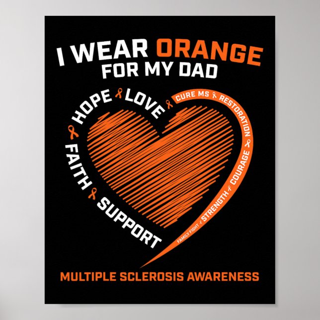 Ich trage Orange für meinen Vater MS Multiple Skle Poster (Vorne)