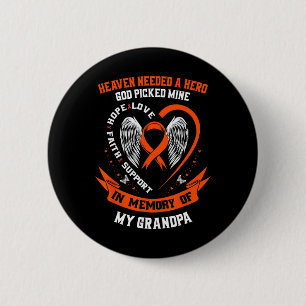Ich trage Orange im Gedächtnis meiner Opa Leukämie Button