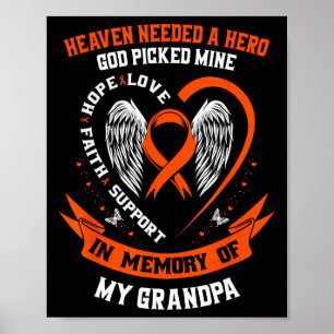 Ich trage Orange im Gedächtnis meiner Opa Leukämie Poster
