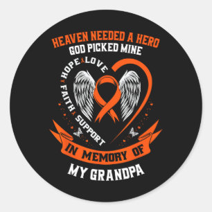 Ich trage Orange im Gedächtnis meiner Opa Leukemia Runder Aufkleber