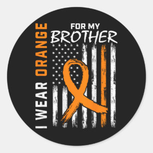 Ich trage Orange Ribbon Brother Leukemia Awareness Runder Aufkleber