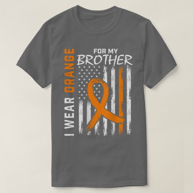Ich trage Orange Ribbon Brother Leukemia Awareness T-Shirt (Design vorne)
