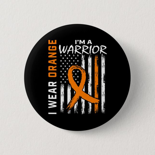 Ich trage Orange Ribbon Leukämie Krebs Krieger-Sof Button (Vorderseite)