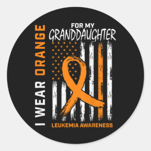 Ich trage Orangefarbene Leukämie Awareness Ame Runder Aufkleber