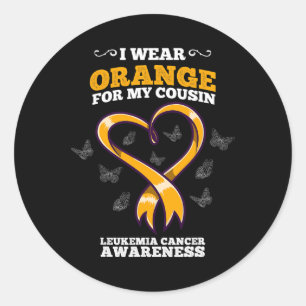 Ich trage Orangen Cousin Leukämie Krebs Bewusstsei Runder Aufkleber
