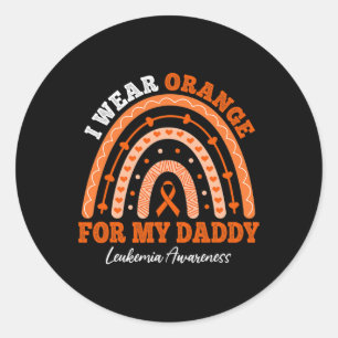 Ich trage Orangenband für Daddy Leukemia Bewusstse Runder Aufkleber