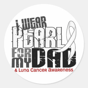 Ich trage Pearl für meinen Vater 6 Lungenkrebs Runder Aufkleber