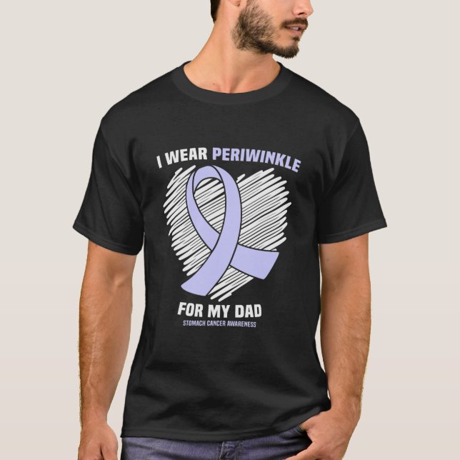 Ich trage Periwinkle für meinen Vater Magenkrebs T-Shirt (Vorderseite)
