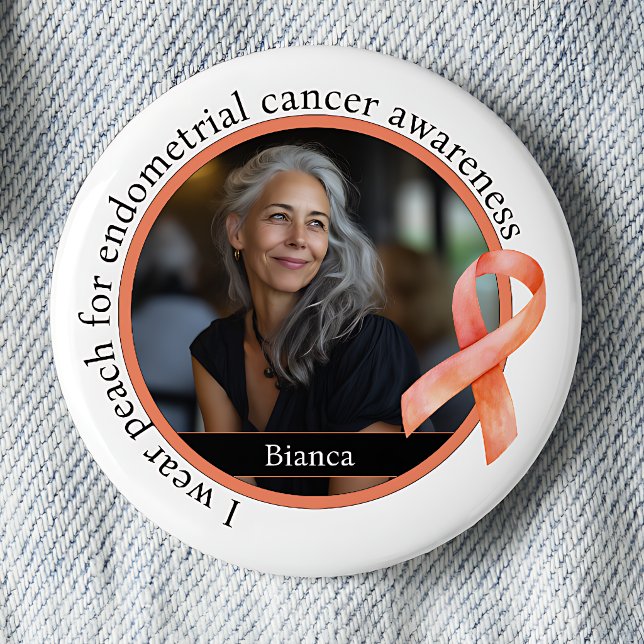 Ich trage Pfirsich für Endometriumkrebs-Bewusstsei Button (Von Creator hochgeladen)