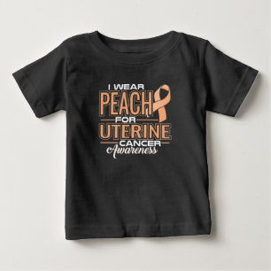Ich trage Pfirsich für uterines Krebs-Bewusstsein Baby T-shirt