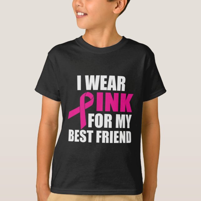 Ich trage Pink für meinen besten Freund, Brustkreb T-Shirt (Vorderseite)