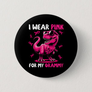 Ich trage Pink für meinen grauen T-rex Dinosaurier Button