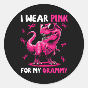 Ich trage Pink für meinen grauen T-rex Dinosaurier Runder Aufkleber