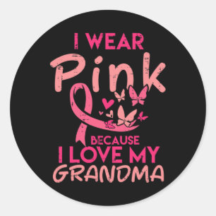 Ich trage pinkfarbene Liebe meine Oma-Brustkrebs-A Runder Aufkleber