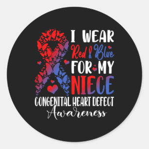 Ich trage Red & Blue for My Niece Chd Awarenes Runder Aufkleber