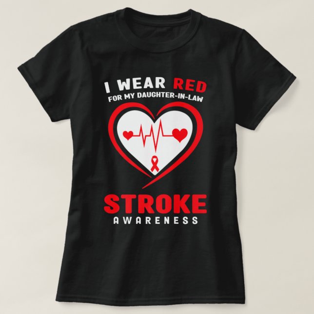 Ich trage Red für meine Daughterinlaw Stroke Aware T-Shirt (Design vorne)