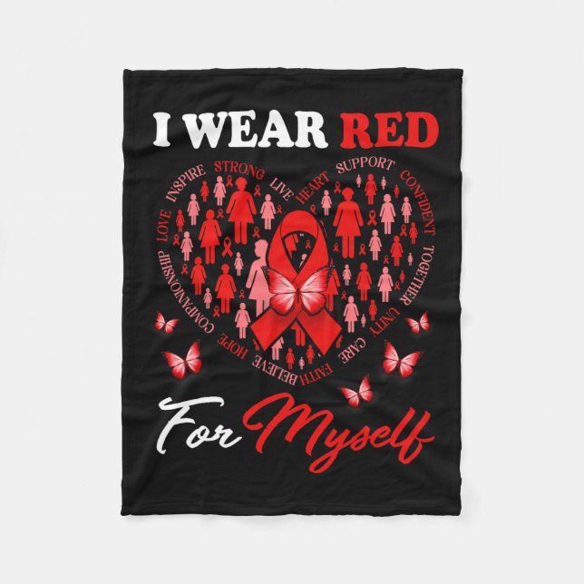 Ich trage Red für mich selbst Herzerkrankungen Sen Fleecedecke (Vorderseite)