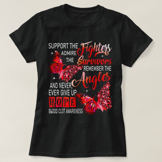 Ich trage Red Ribbon Butterflies Blood Clot Awaren T-Shirt (Design vorne)