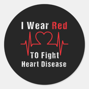 Ich trage Red to fight Heart Disease Awareness Ges Runder Aufkleber