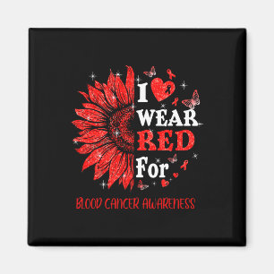 Ich trage Red Twinkle Heart Sunflower Blood Cancer Magnet