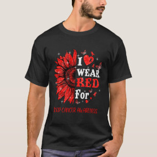 Ich trage Red Twinkle Heart Sunflower Blood Cancer T-Shirt