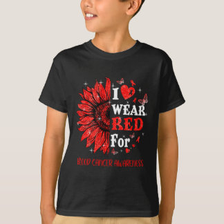 Ich trage Red Twinkle Heart Sunflower Blood Cancer T-Shirt
