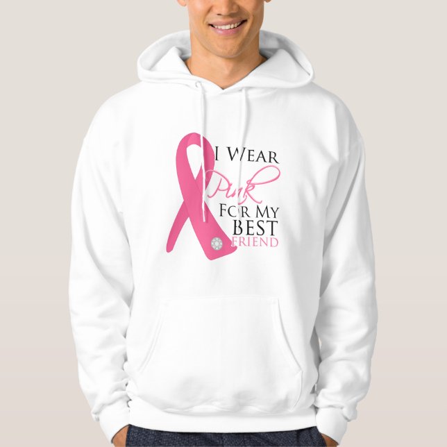 Ich trage rosa bester Freund-Brustkrebs Hoodie (Vorderseite)