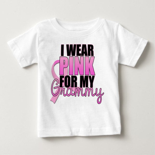 Ich trage Rosa für mein Grammy - Brustkrebs Baby T-shirt (Vorderseite)
