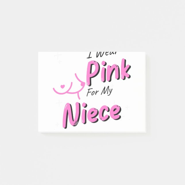 Ich trage Rosa für mein Nichte Post-it Klebezettel (Vorderseite)