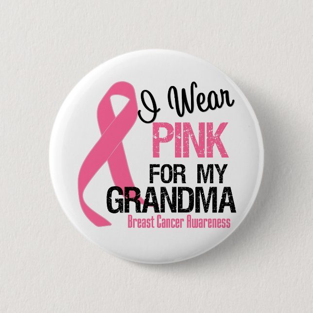 Ich trage Rosa für mein Oma Button (Vorderseite)