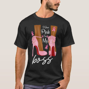 Ich trage Rosa für meine Boss Ribbon Melanin Black T-Shirt