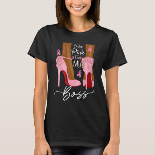Ich trage Rosa für meine Boss Ribbon Melanin Black T-Shirt