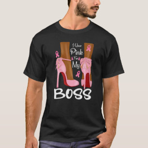 Ich trage Rosa für meine Boss Ribbon Melanin Black T-Shirt