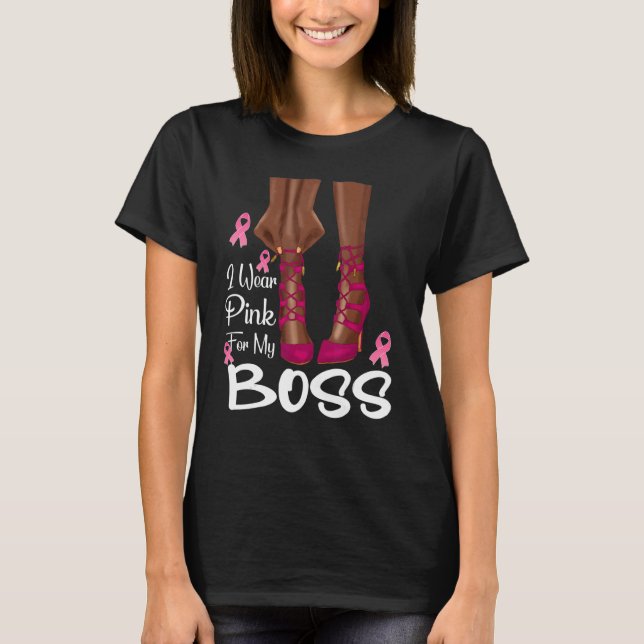 Ich trage Rosa für meine Boss Ribbon Melanin Schwa T-Shirt (Vorderseite)