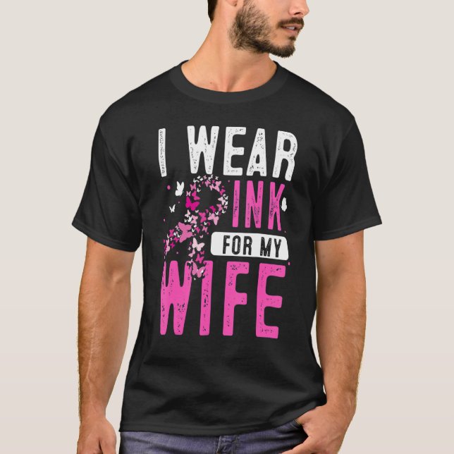 Ich trage Rosa für meine Ehefrau Liebe Ribbon Fami T-Shirt (Vorderseite)