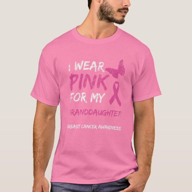 Ich trage Rosa für meine Enkelin Brustkrebs Awa T-Shirt (Vorderseite)