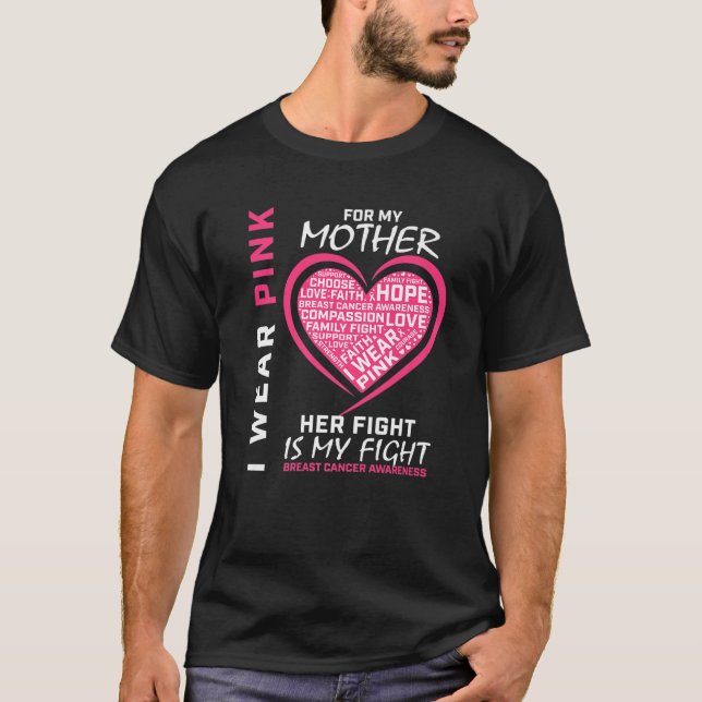 Ich trage Rosa für meine Mama Brustkrebs-Bewusstse T-Shirt (Vorderseite)