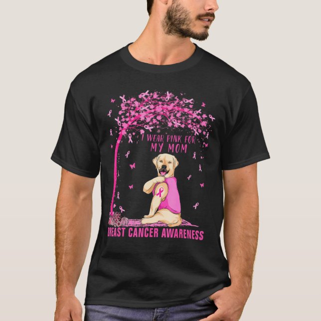 Ich trage Rosa für meine Mama Labrador Hund Brustk T-Shirt (Vorderseite)