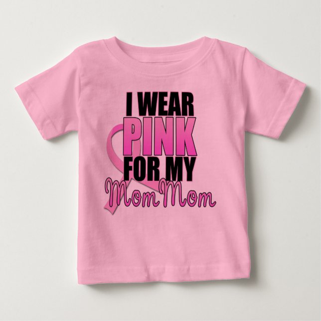 Ich trage Rosa für meine Mama-Mama - Brustkrebs Baby T-shirt (Vorderseite)