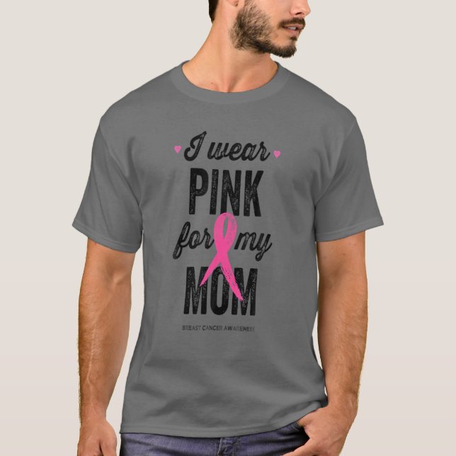 Ich trage Rosa für meine Mama, rosa Ribbon Brustkr T-Shirt (Vorderseite)