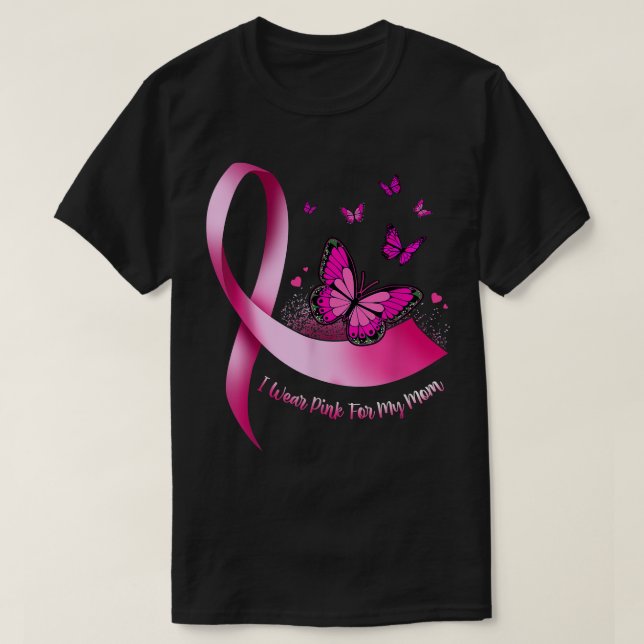 Ich trage rosa für meine Mama rosa Ribbon Cancer B T-Shirt (Design vorne)