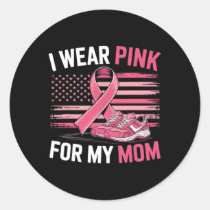 Ich trage Rosa für meine Mama Sneakers Usa Flag Ki Runder Aufkleber