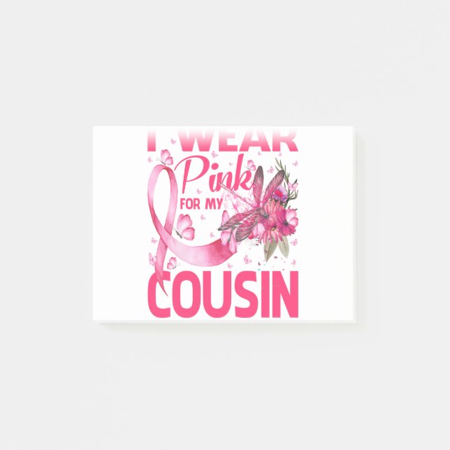 Ich trage Rosa für meinen Cousin Dragonfly Brustkr Post-it Klebezettel (Vorderseite)