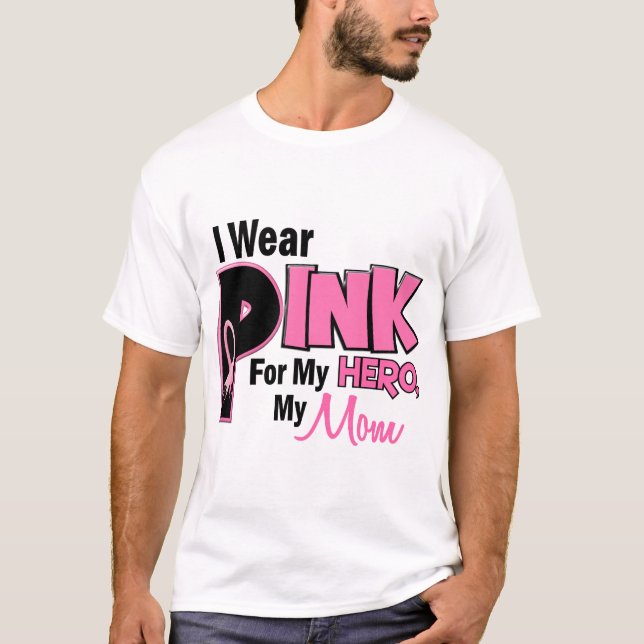Ich trage Rosa für meinen Mama 19 BRUSTKREBS T-Shirt (Vorderseite)