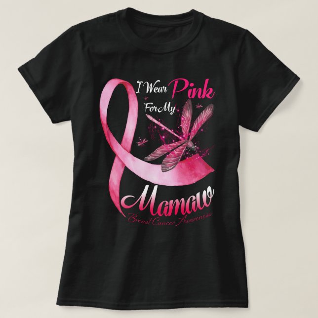 Ich trage Rosa für meinen Mamaw Dragonfly Pink Rib T-Shirt (Design vorne)
