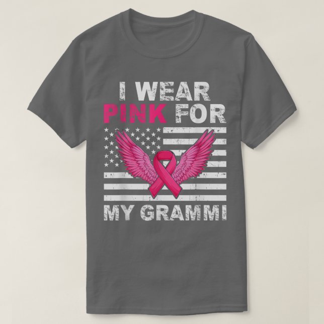 Ich trage Rosa für meinen rosa Grammi-Ribbon-Brust T-Shirt (Design vorne)