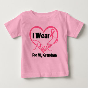 Ich trage rosa Herz-Kreislauf-Grandma Brustkrebs Baby T-shirt