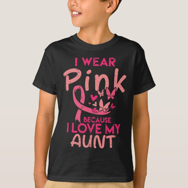 Ich trage Rosa I Liebe meine Tante Brustkrebs Bewu T-Shirt (Vorderseite)