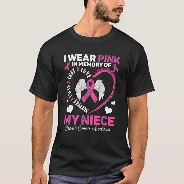Ich trage Rosa in Erinnerung an meinen Nichte Brus T-Shirt (Vorderseite)